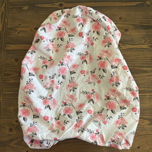 PeanutShell Floral Changing Pad Cover Pink Rose White Baby Nursery